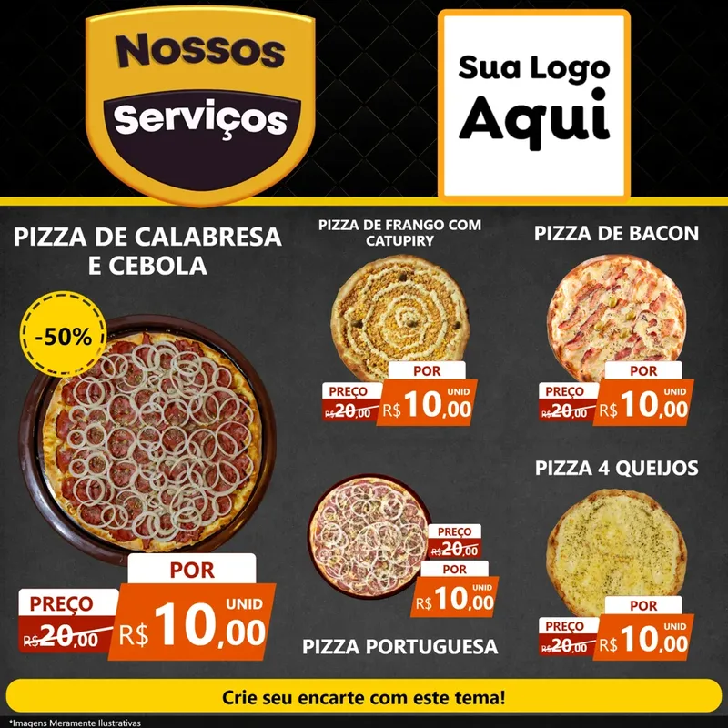 Modelo de Rede Social para Feed Facebook com o tema Nossos Serviços para Pizzaria