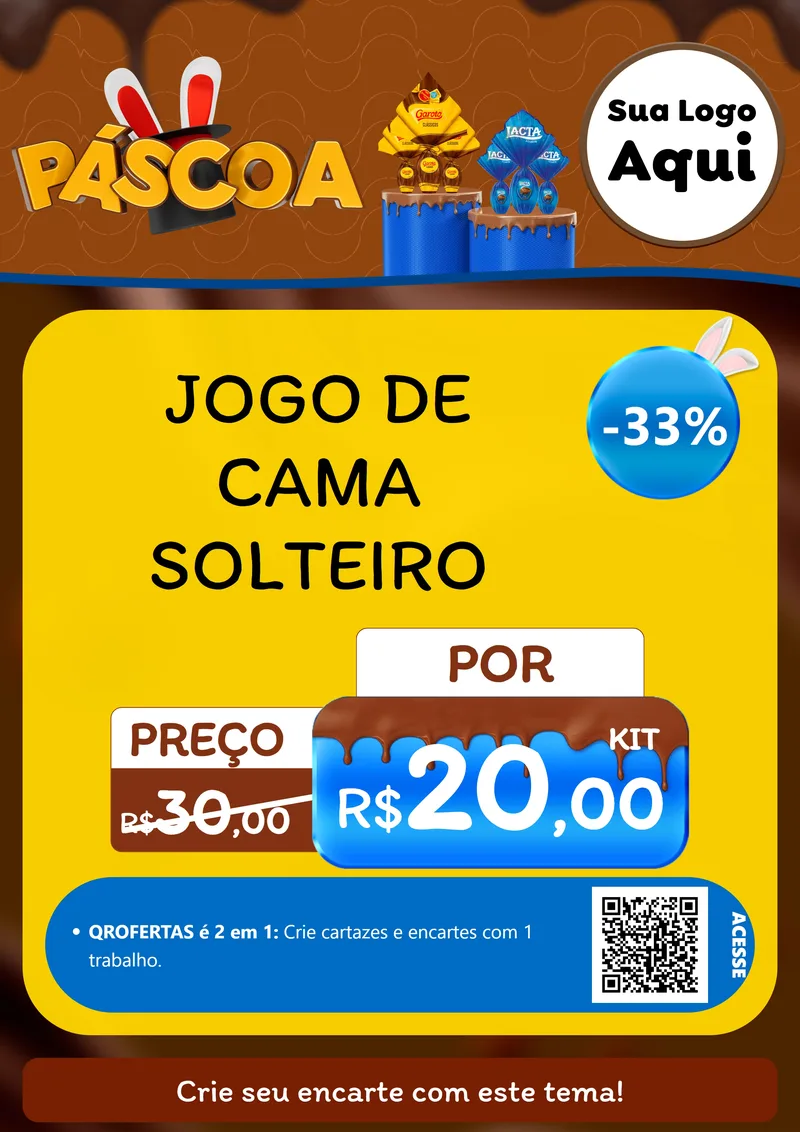 Modelo de Cartaz para Cartaz A4 Vertical com o tema Páscoa para Cama, Mesa e Banho