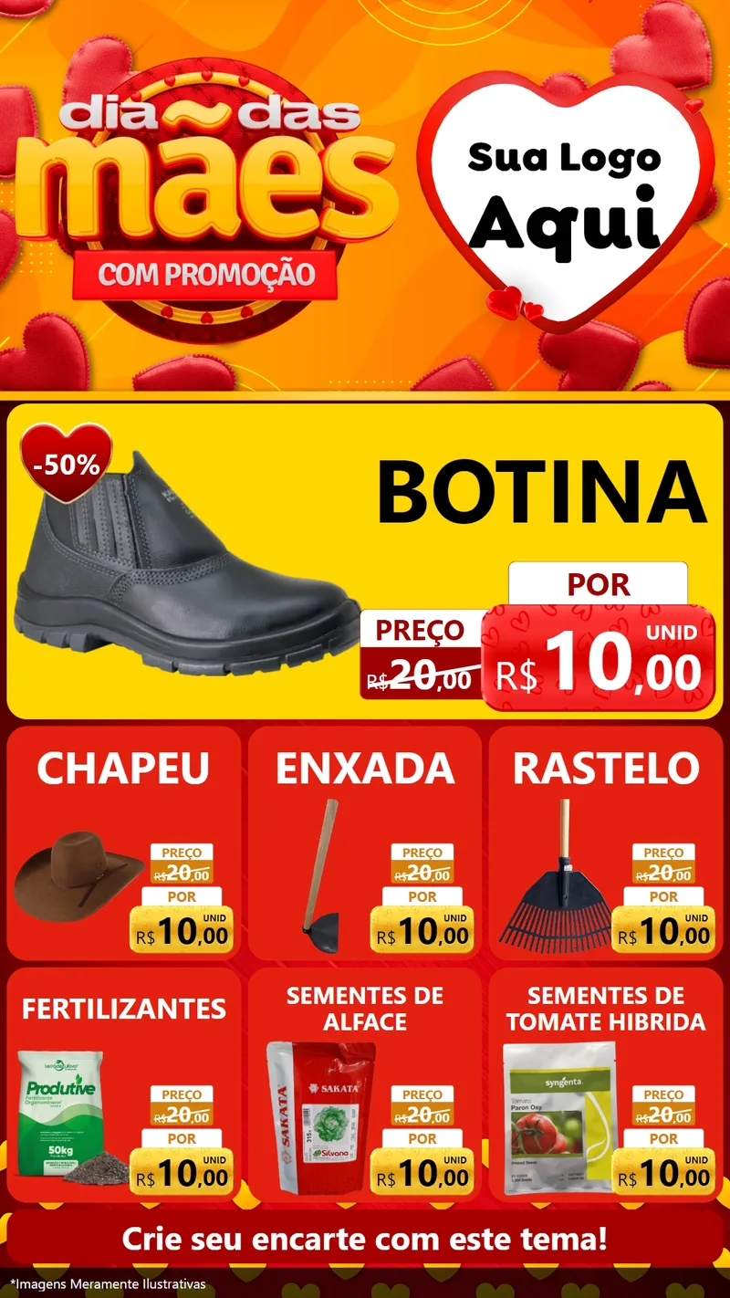 Modelo de Rede Social para Stories com o tema Dia das Mães com Promoção para Agropecuária
