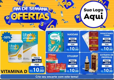 Modelo de Encarte para Encarte A4 Horizontal com o tema Fim de Semana de Ofertas para Farmácia