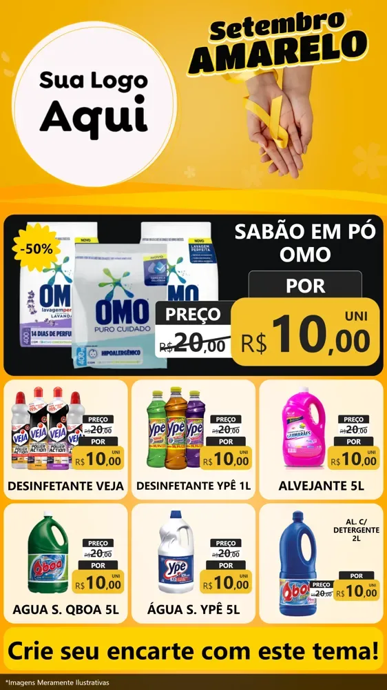Modelo de Rede Social para Stories com o tema Setembro Amarelo para Produtos de Limpeza