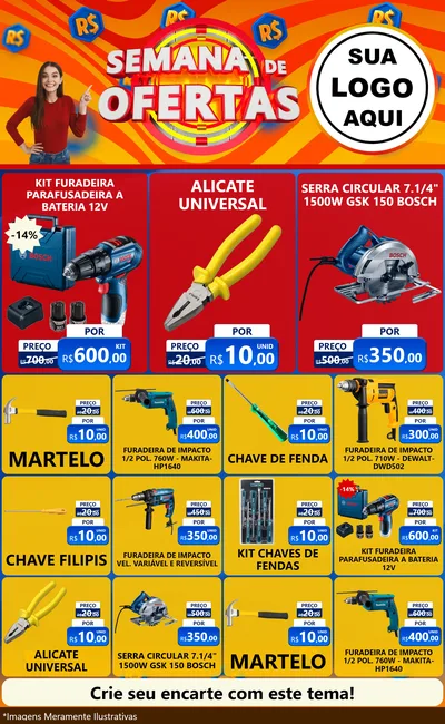 Modelo de Encarte para Encarte Grande com o tema Semana de Ofertas para Maquinas e Ferramentas