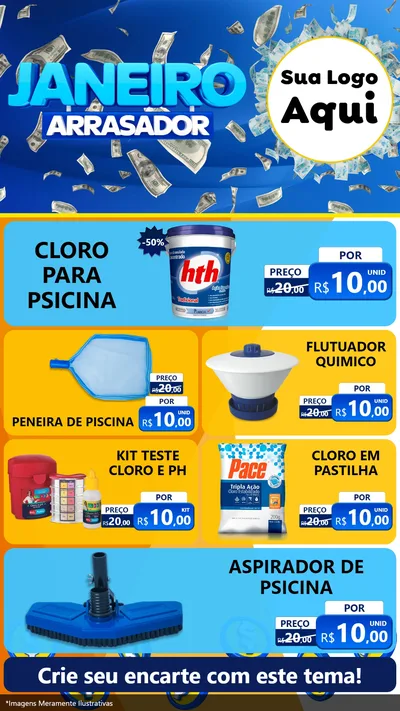 Modelo de TV para TV Vertical com o tema Janeiro Arrasador para Produtos para Piscina