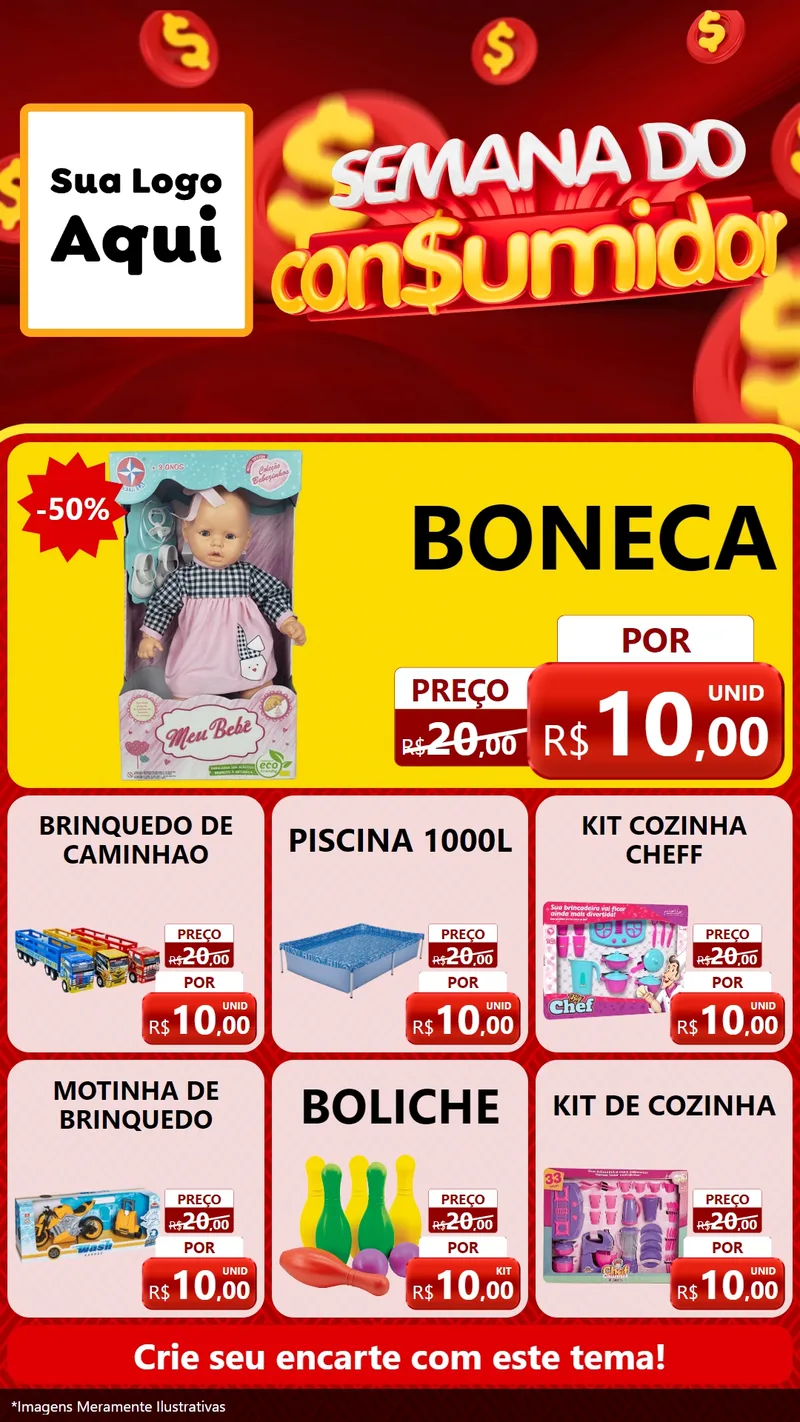 Modelo de Rede Social para Stories com o tema Semana do Consumidor para Brinquedos