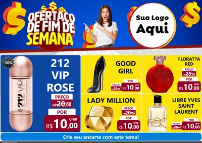 Modelo de Encarte para Encarte A4 Horizontal com o tema Ofertaço de Fim de Semana para Perfumes