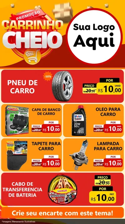 Modelo de TV para TV Vertical com o tema Promoção carrinho cheio para Auto peças