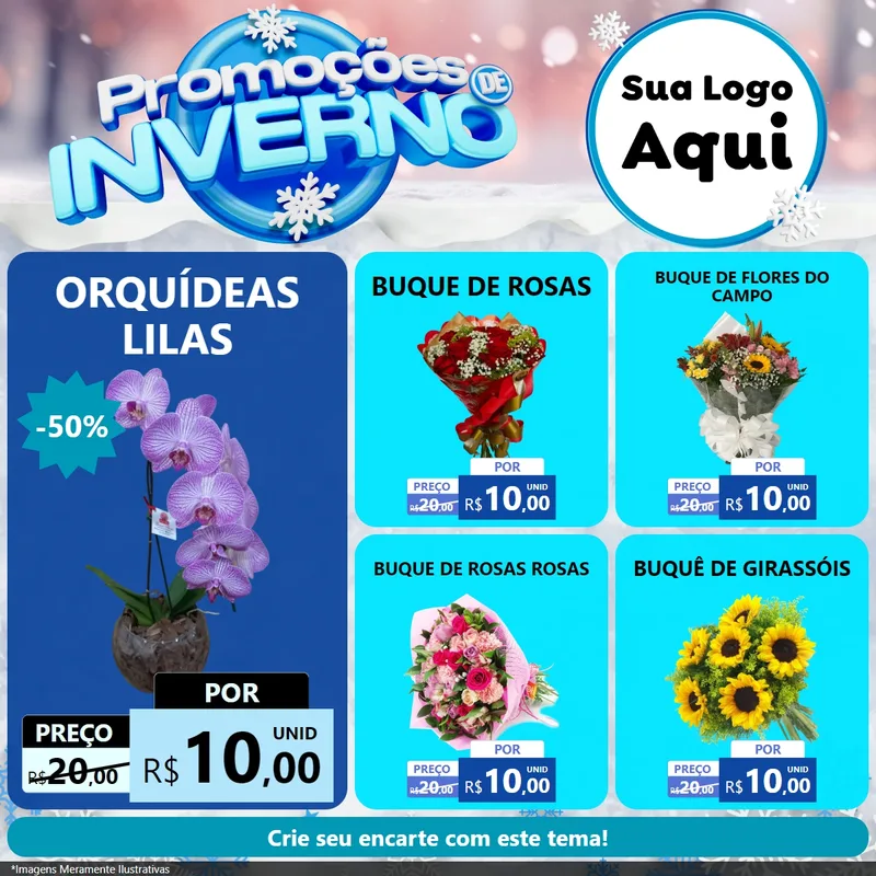 Modelo de Rede Social para Feed Facebook com o tema Promoções de Inverno para Floricultura e jardim
