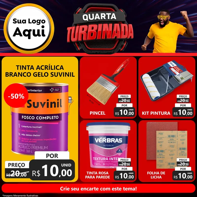 Modelo de Rede Social para Feed Facebook com o tema Quarta Turbinada para Tintas e Ferramentas