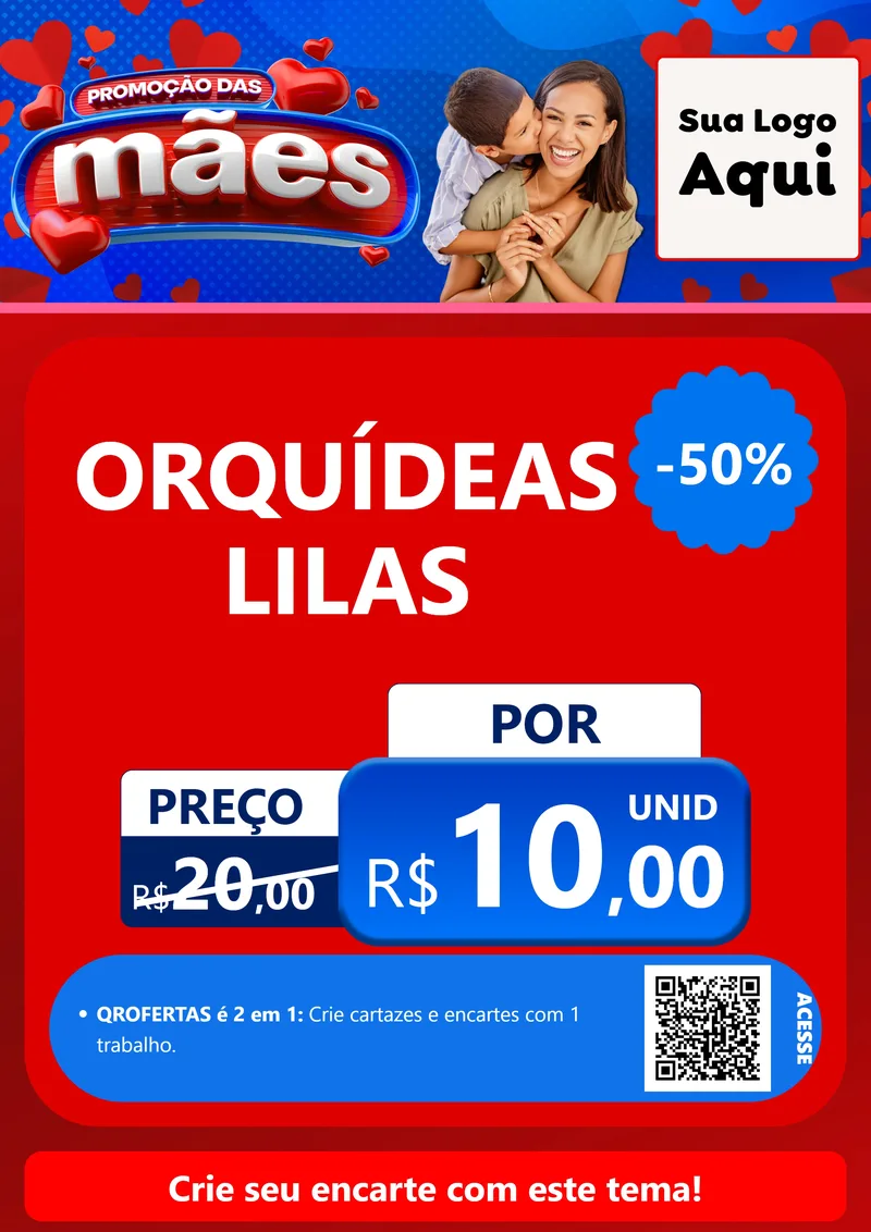 Modelo de Cartaz para Cartaz A4 Vertical com o tema Promoção das Mães para Floricultura e jardim