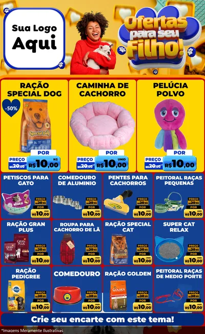 Modelo de Encarte para Encarte Grande com o tema Ofertas Para Seu Filho! para Pet Shop