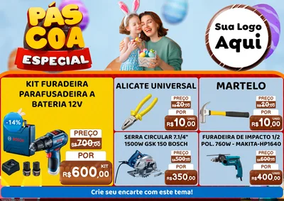 Modelo de Encarte para Encarte A4 Horizontal com o tema Páscoa Especial para Maquinas e Ferramentas