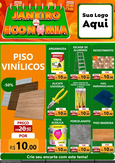 Modelo de Encarte para Encarte A4 Vertical com o tema Janeiro da Economia para Material para Construção