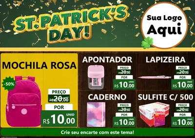 Modelo de Encarte para Encarte A4 Horizontal com o tema St Patriks Day para Papelaria