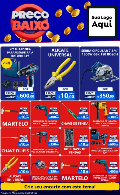 Modelo de Encarte para Encarte Grande com o tema Preço Baixo para Maquinas e Ferramentas