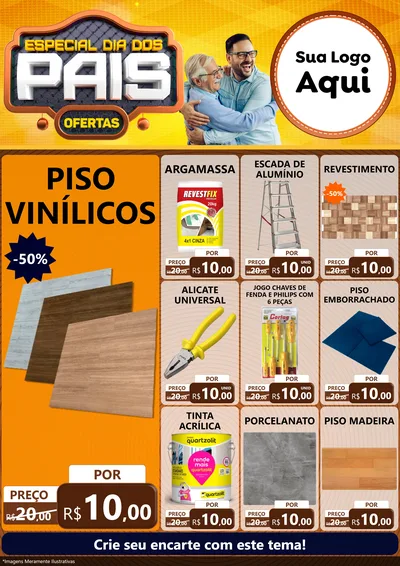 Modelo de Encarte para Encarte A4 Vertical com o tema Especial Dia dos Pais para Material para Construção