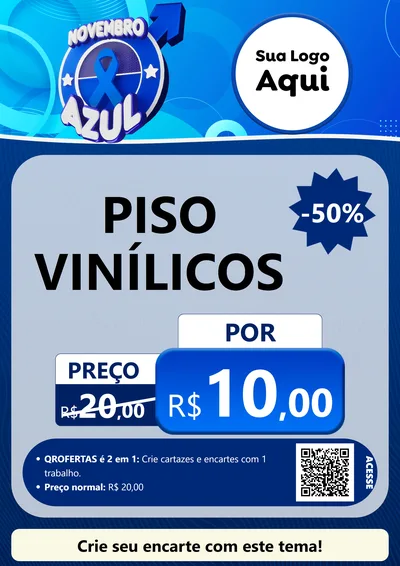 Modelo de Cartaz para Cartaz A4 Vertical com o tema Novembro Azul para Material para Construção