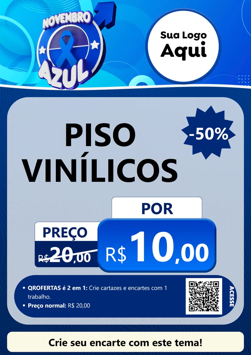 Modelo de Cartaz para Cartaz A4 Vertical com o tema Novembro Azul para Material para Construção