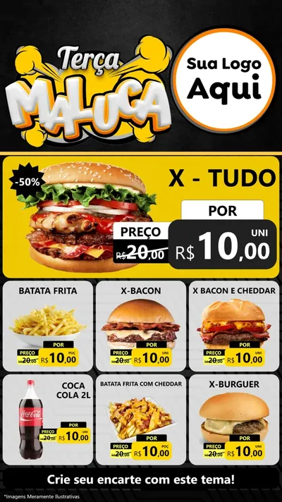 Modelo de Rede Social para Stories com o tema Terça Maluca para Hamburgueria