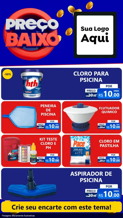 Modelo de TV para TV Vertical com o tema Preço Baixo para Produtos para Piscina