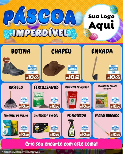 Modelo de Rede Social para Feed Instagram com o tema Páscoa Imperdível para Agropecuária