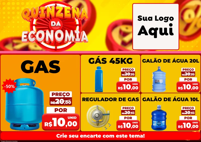 Modelo de Encarte para Encarte A4 Horizontal com o tema Quinzena Da Economia para Água e gás
