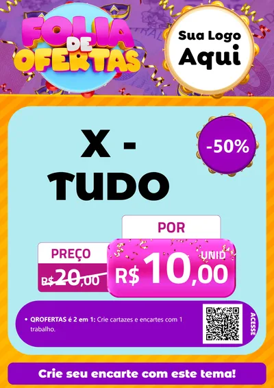 Modelo de Cartaz para Cartaz A4 Vertical com o tema Folia de Ofertas para Hamburgueria
