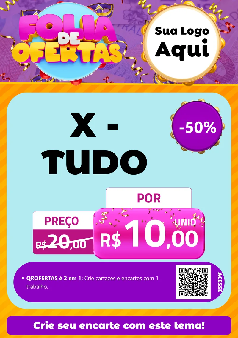 Modelo de Cartaz para Cartaz A4 Vertical com o tema Folia de Ofertas para Hamburgueria