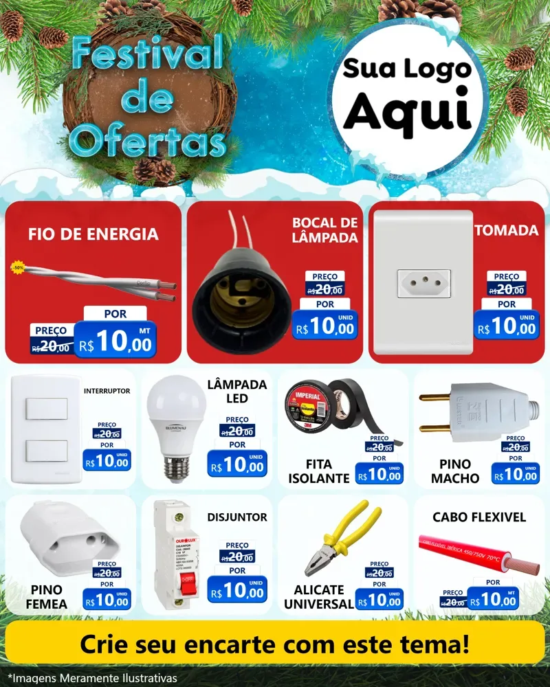 Modelo de Rede Social para Feed Instagram com o tema Festival de Ofertas - Inverno para Materiais Elétricos