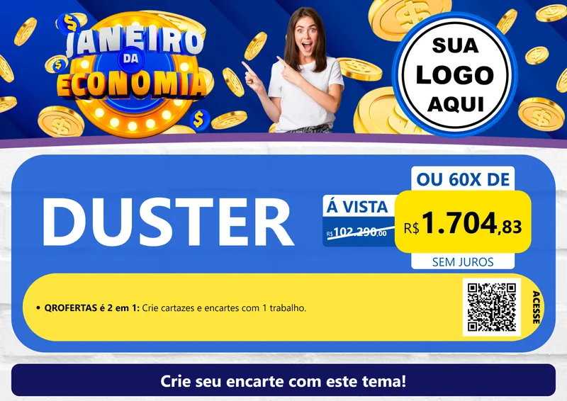 Modelo de Cartaz para Cartaz A4 Horizontal com o tema Janeiro da Economia para Concessionaria de Carros