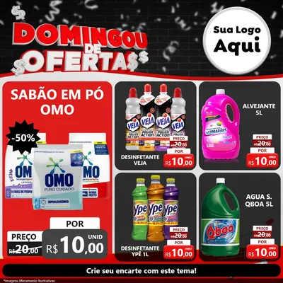 Modelo de Rede Social para Feed Facebook com o tema Domingou de Ofertas para Produtos de Limpeza