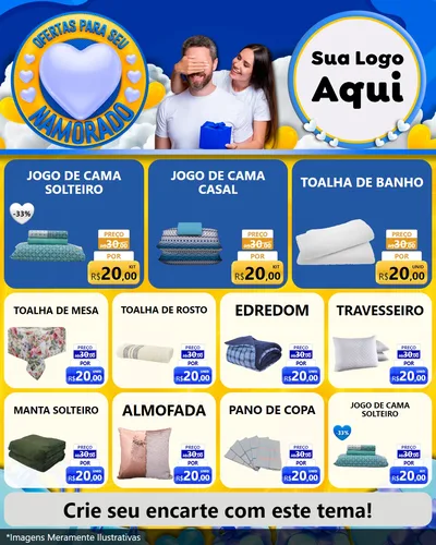 Modelo de Rede Social para Feed Instagram com o tema Ofertas Para Seu Namorado para Cama, Mesa e Banho