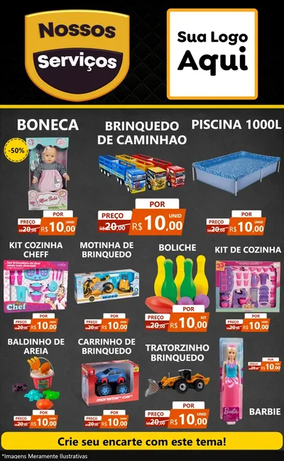 Modelo de Encarte para Encarte Grande com o tema Nossos Serviços para Brinquedos