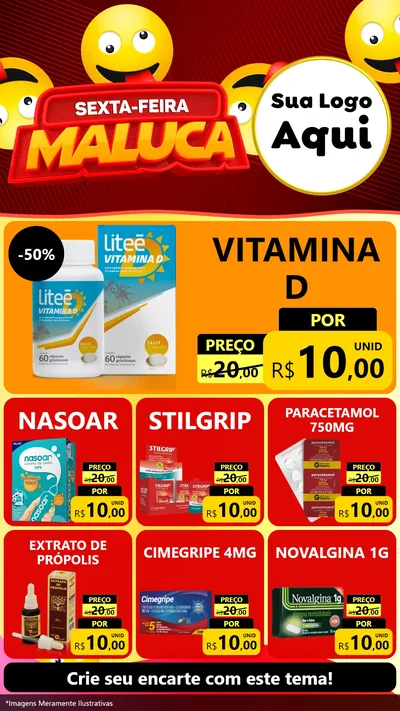 Modelo de Rede Social para Stories com o tema Sexta-feira Maluca para Farmácia