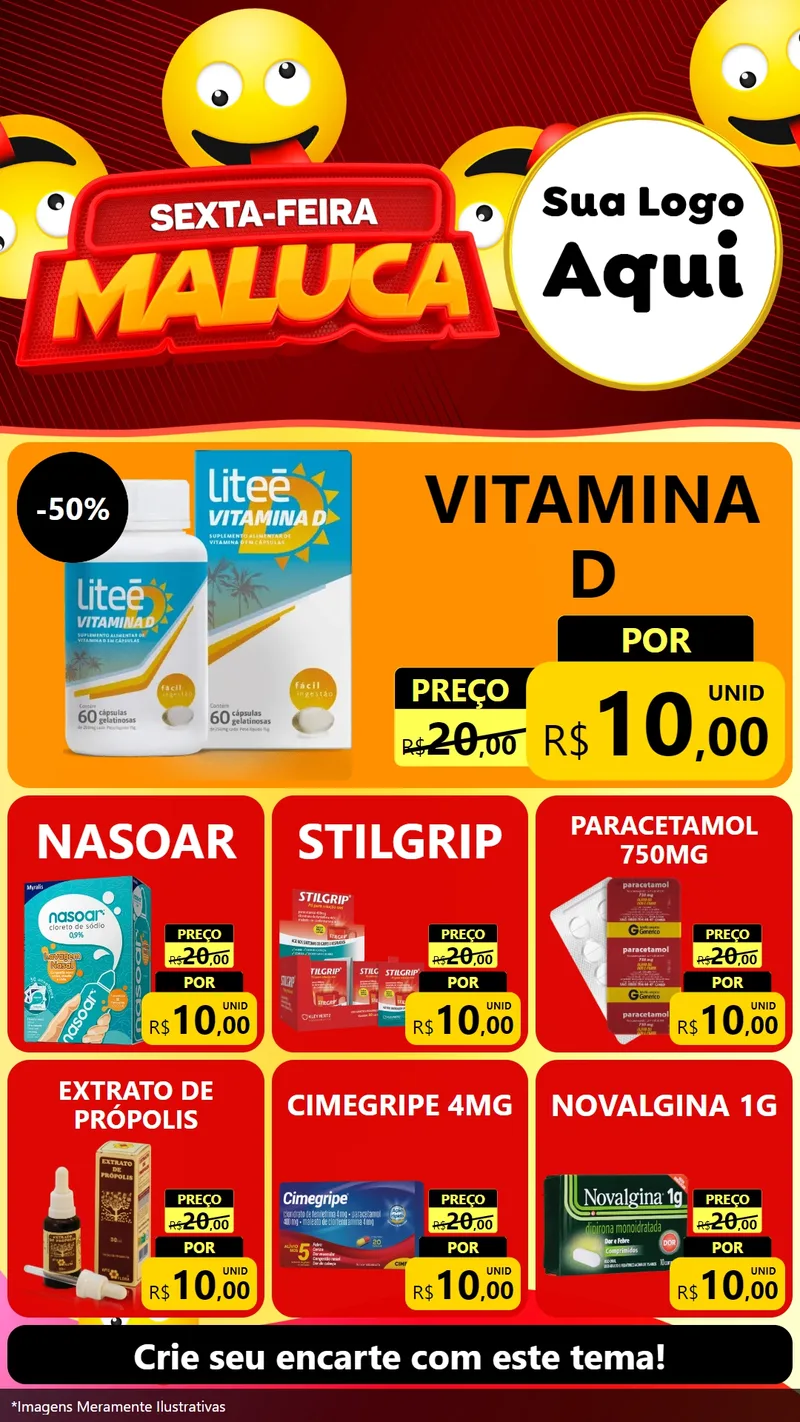 Modelo de Rede Social para Stories com o tema Sexta-feira Maluca para Farmácia