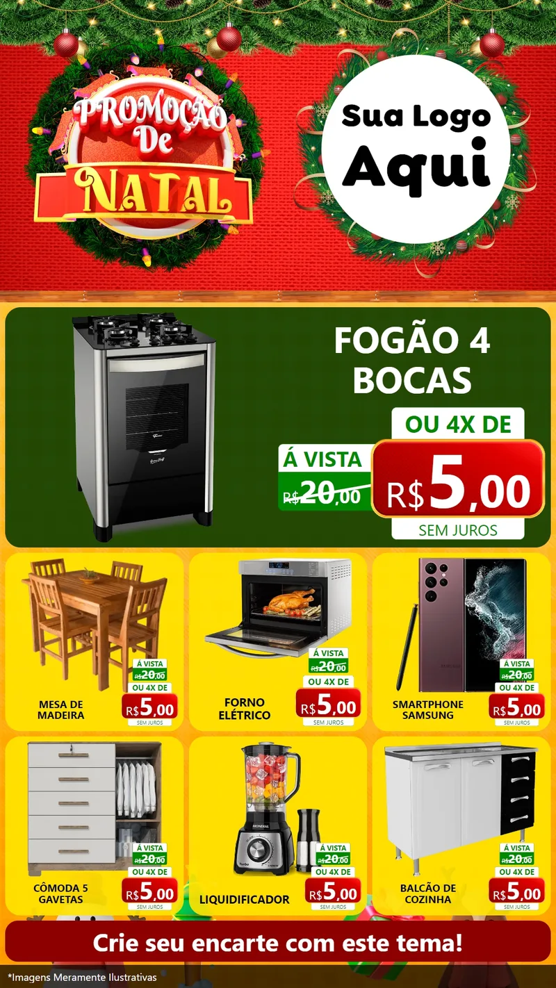 Modelo de Rede Social para Stories com o tema Promoção de Natal para Móveis e Eletro