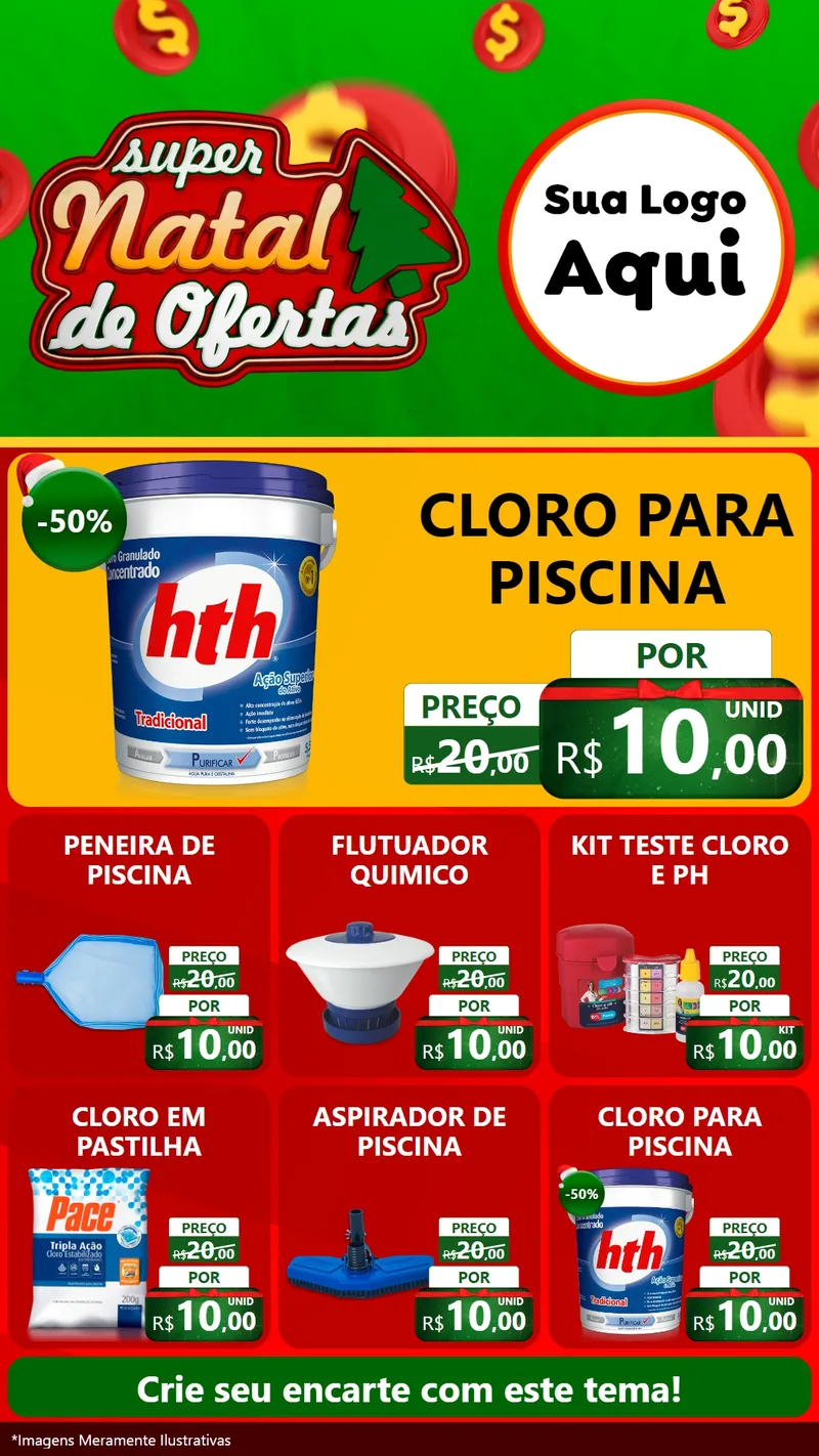 Modelo de Rede Social para Stories com o tema Super Natal de Ofertas para Produtos para Piscina