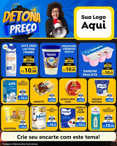 Modelo de Rede Social para Feed Instagram com o tema Detona Preços para Frios e Laticínios