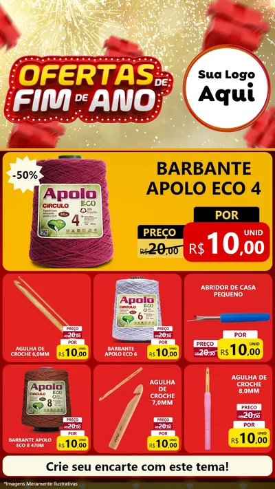Modelo de Rede Social para Stories com o tema Ofertas de Fim de Ano para Armarinho e Aviamentos