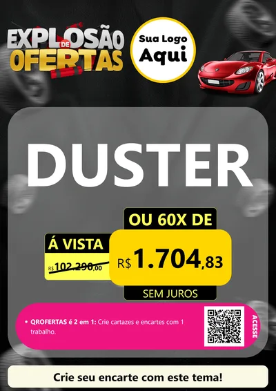 Modelo de Cartaz para Cartaz A4 Vertical com o tema Explosão de Ofertas para Concessionaria de Carros