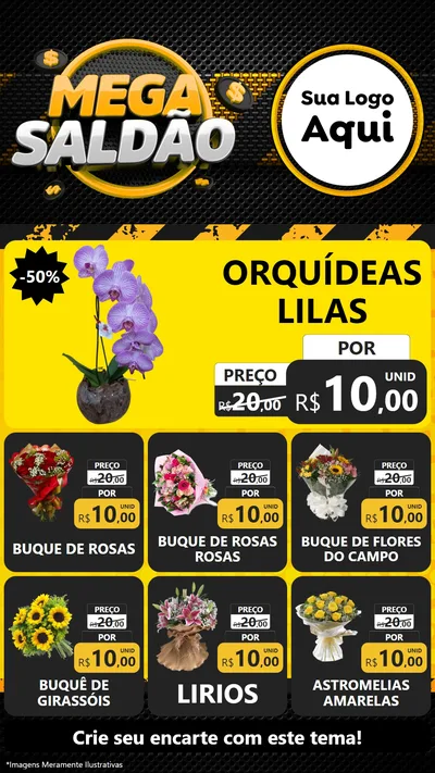 Modelo de Rede Social para Stories com o tema Mega Saldão para Floricultura e jardim