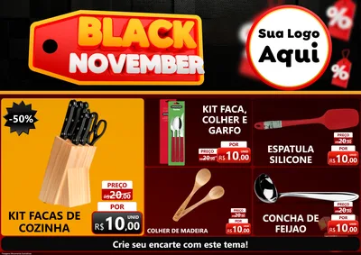 Modelo de Encarte para Encarte A4 Horizontal com o tema Black November para Utilidades Domésticas
