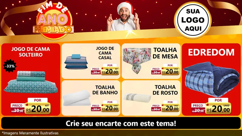 Modelo de TV para TV Horizontal com o tema Fim de Ano Premiado para Cama, Mesa e Banho