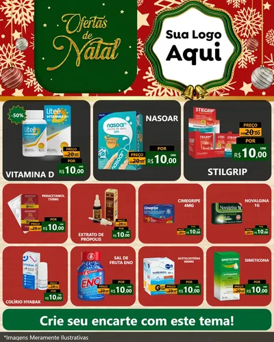 Modelo de Rede Social para Feed Instagram com o tema Natal de Ofertas para Farmácia