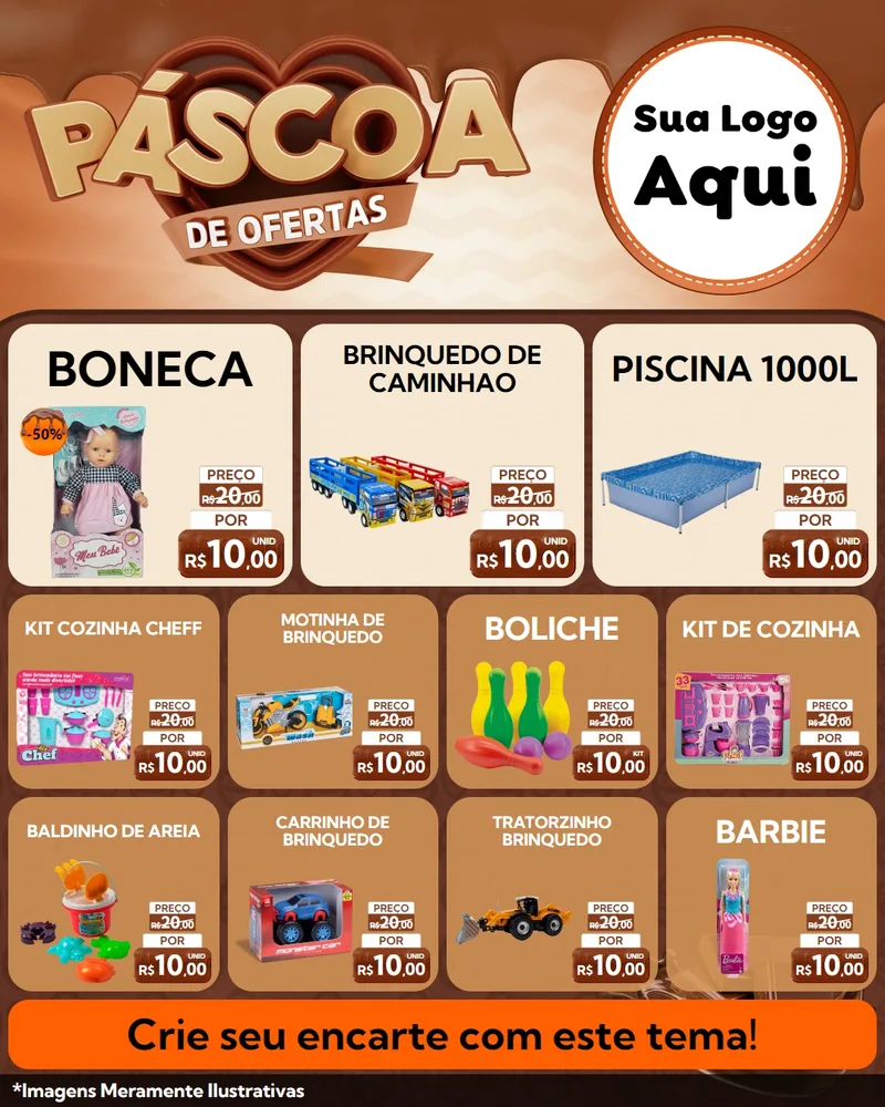 Modelo de Rede Social para Feed Instagram com o tema Páscoa de Ofertas para Brinquedos