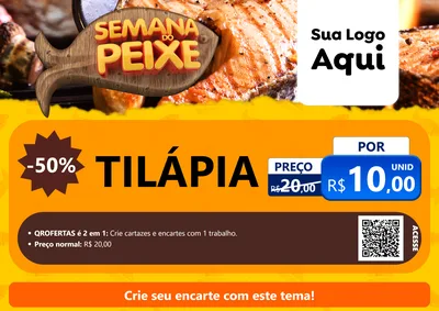 Modelo de Cartaz para Cartaz A4 Horizontal com o tema Semana do Peixe para Peixaria