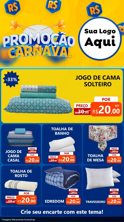 Modelo de Rede Social para Stories com o tema Promoção de Carnaval para Cama, Mesa e Banho