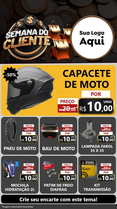 Modelo de Rede Social para Stories com o tema Semana do Cliente para Moto peças