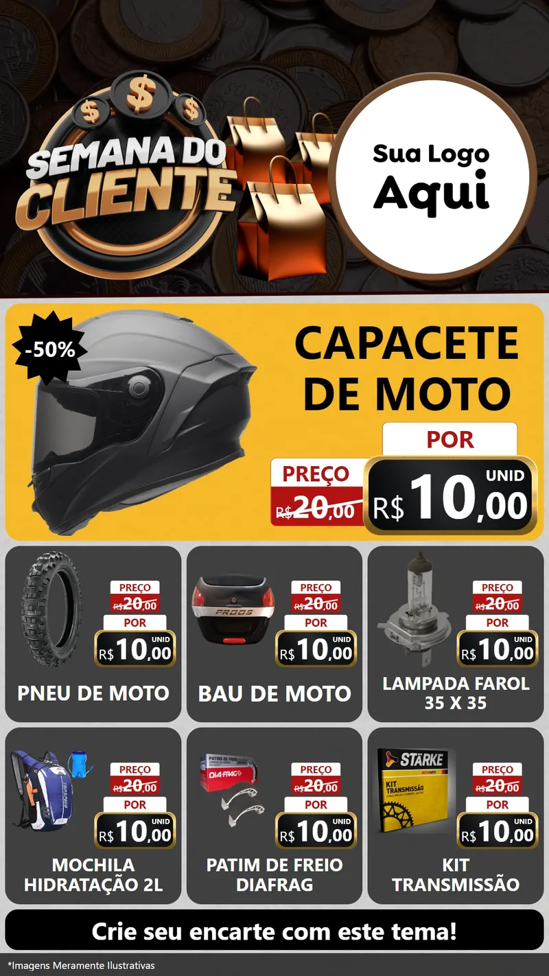 Modelo de Rede Social para Stories com o tema Semana do Cliente para Moto peças