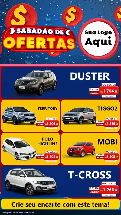 Modelo de TV para TV Vertical com o tema Sabadão de Ofertas para Concessionaria de Carros