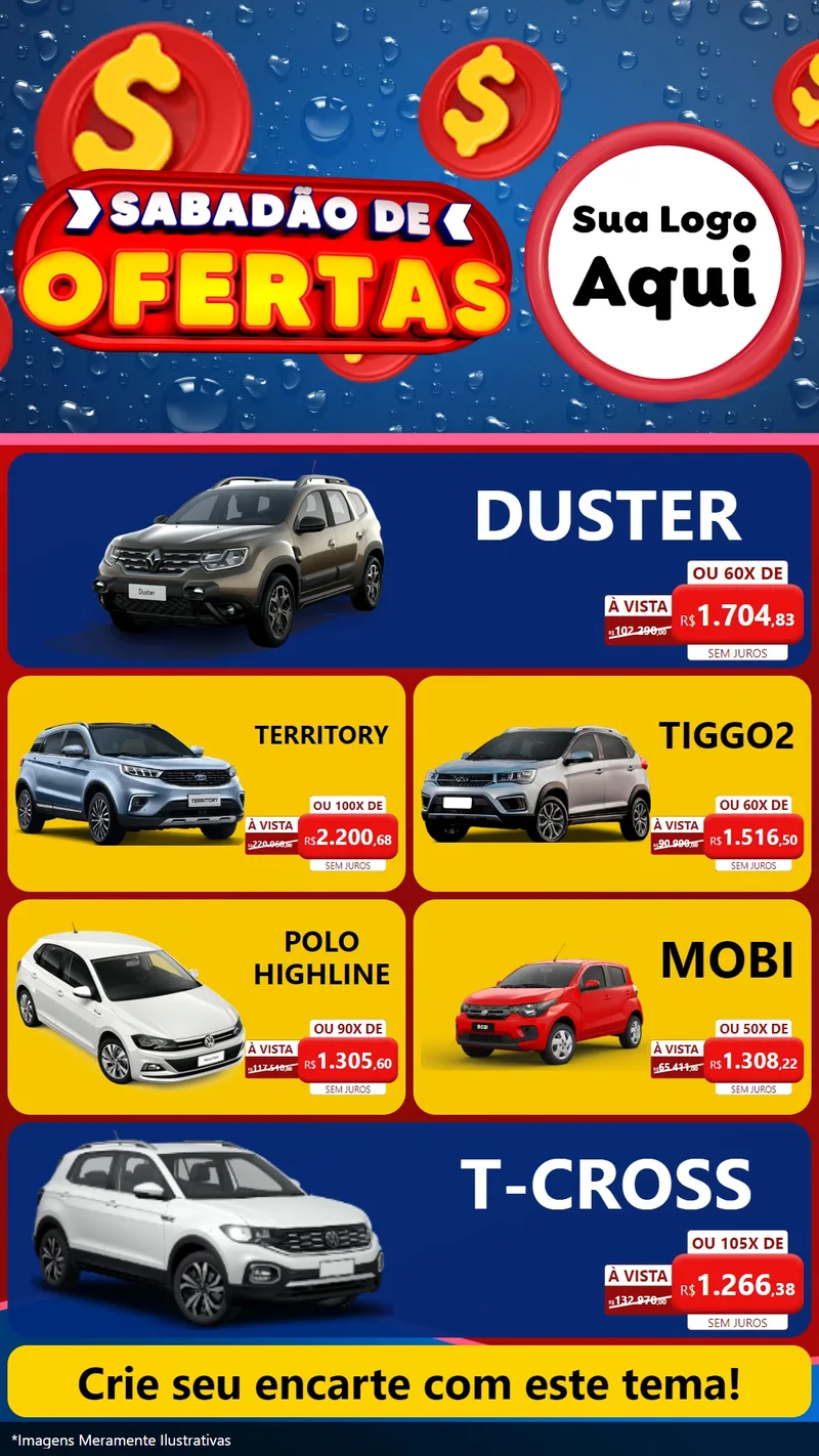 Modelo de TV para TV Vertical com o tema Sabadão de Ofertas para Concessionaria de Carros